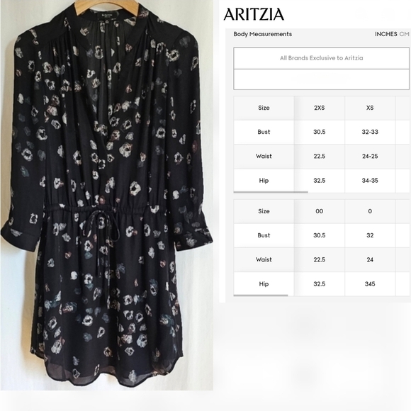 🇨🇦 Aritzia Babaton Long Sleeve Silk Bennett Dress - Black & Pattern - Picture 15 of 16